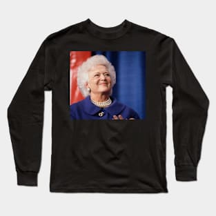 Original Silver Fox Barbara Bush RIP Sticker Long Sleeve T-Shirt